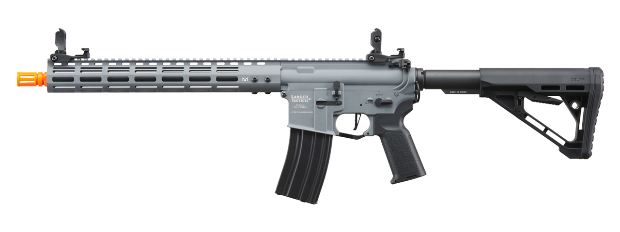 Lancer Tactical Archon 14" M-LOK Proline Series M4 Airsoft Rifle w/ Delta Stock (Color: Gray) - Click Image to Close