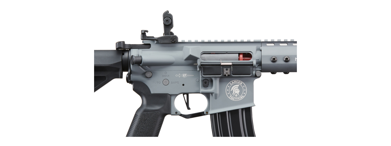 Lancer Tactical Archon 9" M-LOK Proline Series M4 Airsoft Rifle w/ Delta Stock (Color: Gray) - Click Image to Close