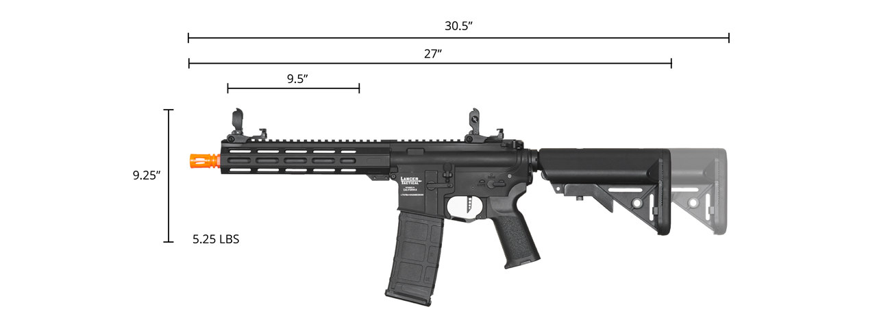 Lancer Tactical Viking 10" M-LOK Proline Series M4 Airsoft Rifle w/ Crane Stock (Color: Black) - Click Image to Close