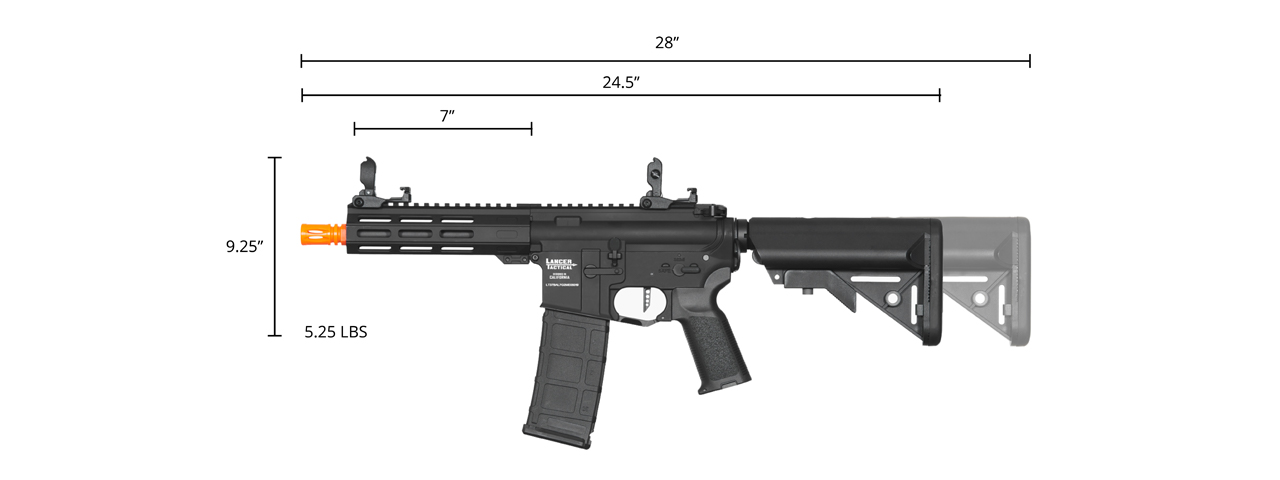 Lancer Tactical Viking 7" M-LOK Proline Series M4 Airsoft Rifle w/ Crane Stock (Color: Black)