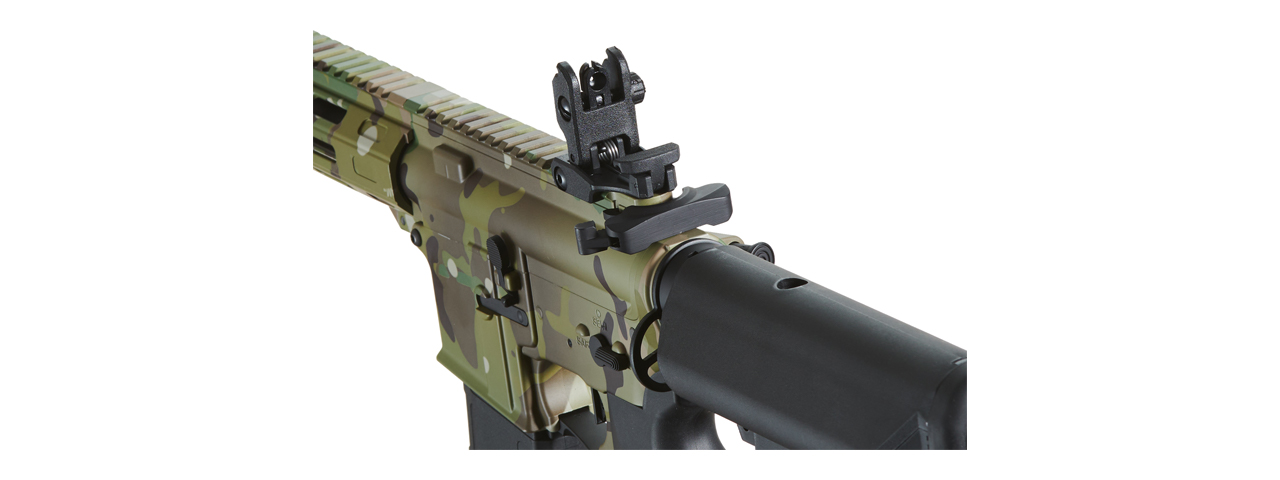 Lancer Tactical Viking 13" M-LOK Proline Series M4 Airsoft Rifle w/ Crane Stock (Color: Multi-Camo) - Click Image to Close