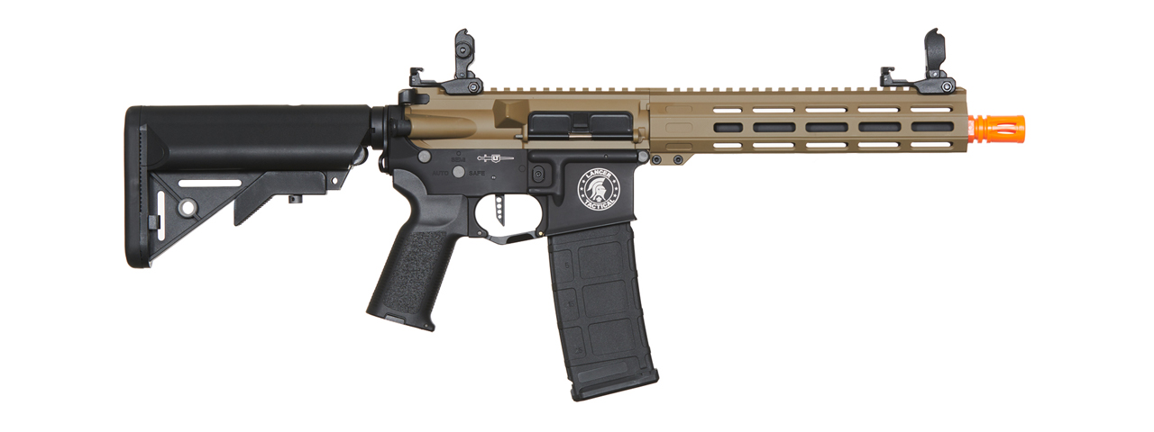 Lancer Tactical Viking 10" M-LOK Proline Series M4 Airsoft Rifle w/ Crane Stock (Color: FDE Upper Receiver & Black Lower) - Click Image to Close