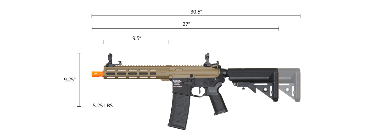 Lancer Tactical Viking 10" M-LOK Proline Series M4 Airsoft Rifle w/ Crane Stock (Color: FDE Upper Receiver & Black Lower)