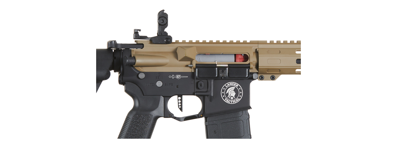 Lancer Tactical Viking 10" M-LOK Proline Series M4 Airsoft Rifle w/ Crane Stock (Color: FDE Upper Receiver & Black Lower)