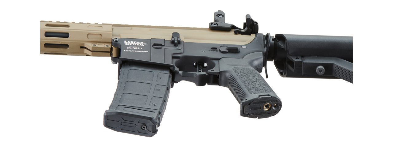 Lancer Tactical Viking 10" M-LOK Proline Series M4 Airsoft Rifle w/ Crane Stock (Color: FDE Upper Receiver & Black Lower)