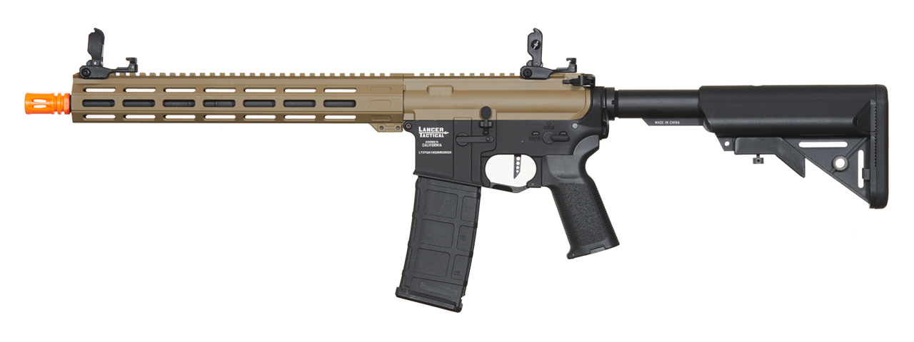 Lancer Tactical Viking 13" M-LOK Proline Series M4 Airsoft Rifle w/ Crane Stock (Color: FDE Upper Receiver & Black Lower)