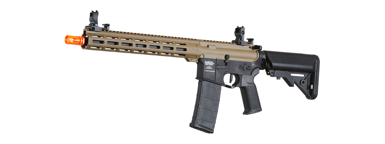 Lancer Tactical Viking 13" M-LOK Proline Series M4 Airsoft Rifle w/ Crane Stock (Color: FDE Upper Receiver & Black Lower)