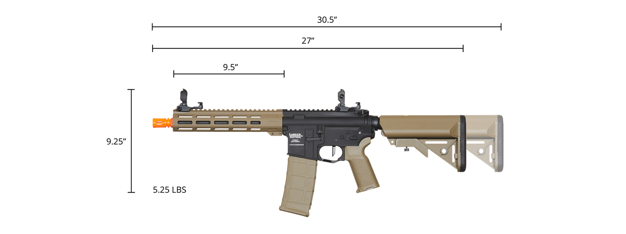 Lancer Tactical Viking 10" M-LOK Proline Series M4 Airsoft Rifle w/ Crane Stock (Color: Two-Tone) - Click Image to Close