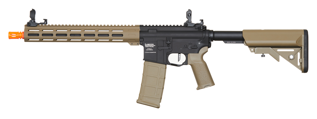 Lancer Tactical Viking 13" M-LOK Proline Series M4 Airsoft Rifle w/ Crane Stock (Color: Two-Tone) - Click Image to Close