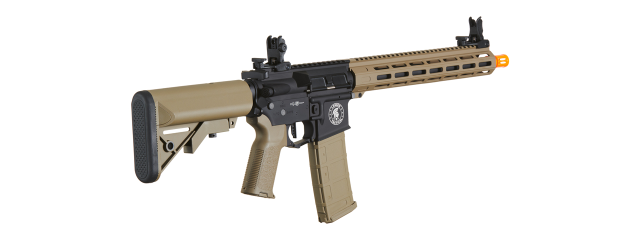 Lancer Tactical Viking 13" M-LOK Proline Series M4 Airsoft Rifle w/ Crane Stock (Color: Two-Tone) - Click Image to Close