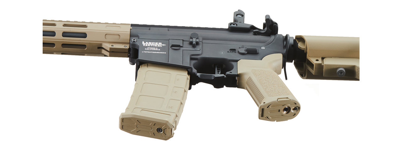 Lancer Tactical Viking 13" M-LOK Proline Series M4 Airsoft Rifle w/ Crane Stock (Color: Two-Tone) - Click Image to Close