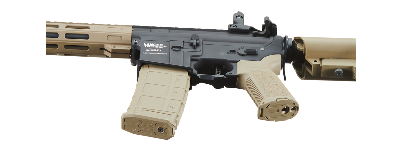 Lancer Tactical Mayhem 7" M-LOK Proline Series M4 Airsoft Rifle w/ Crane Stock (Color: Two-Tone) - Click Image to Close