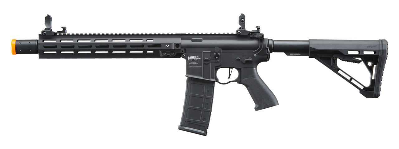 Lancer Tactical Blazer 13" M-LOK Proline Series M4 Airsoft Rifle with Delta Stock & Mock Suppressor (Color: Black)