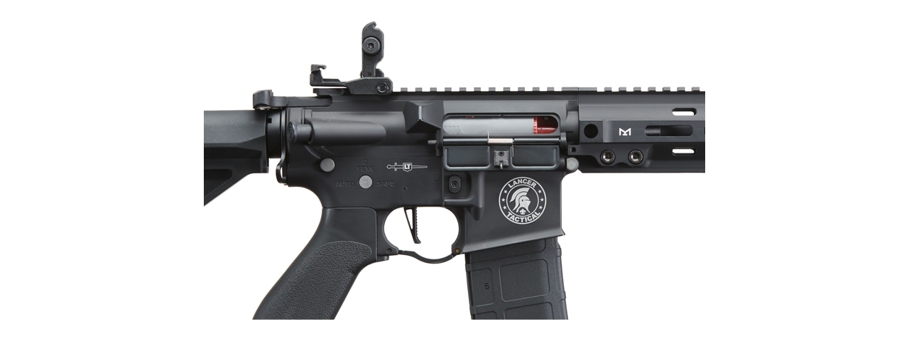 Lancer Tactical Blazer 13" M-LOK Proline Series M4 Airsoft Rifle with Delta Stock & Mock Suppressor (Color: Black) - Click Image to Close