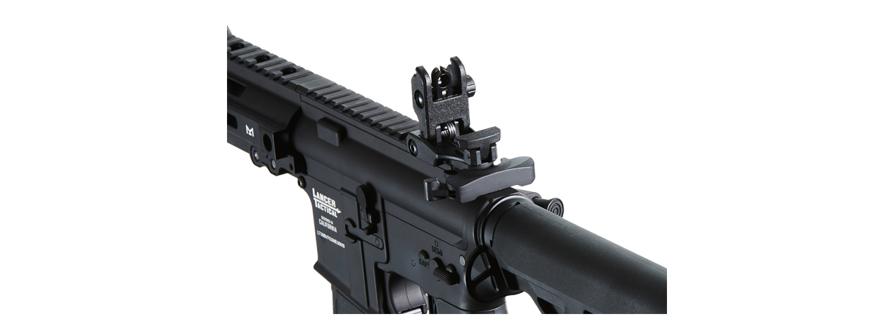 Lancer Tactical Blazer 7" M-LOK Proline Series M4 Airsoft Rifle w/ Delta Stock & Mock Suppressor (Color: Black) - Click Image to Close