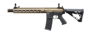 Lancer Tactical Blazer 13" M-LOK Proline Series M4 Airsoft Rifle with Delta Stock & Mock Suppressor (Color: FDE Upper Receiver & Black Lower)