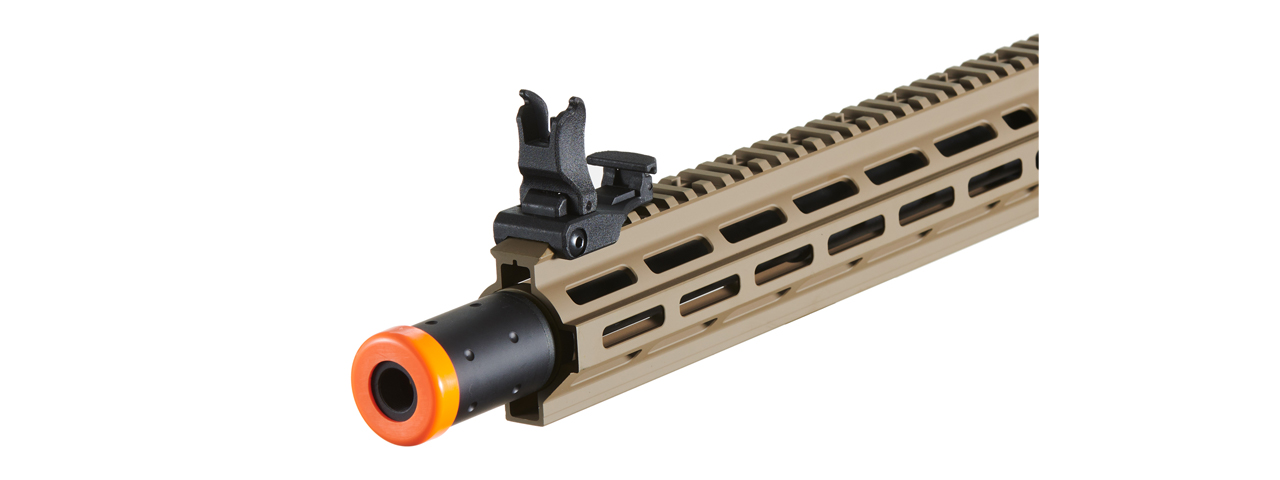Lancer Tactical Blazer 13" M-LOK Proline Series M4 Airsoft Rifle with Delta Stock & Mock Suppressor (Color: Two-Tone) - Click Image to Close
