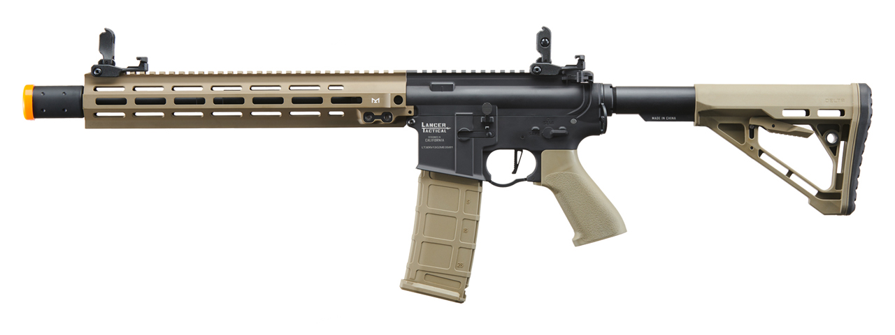 Lancer Tactical Blazer 13" M-LOK Proline Series M4 Airsoft Rifle with Delta Stock & Mock Suppressor (Color: Two-Tone)