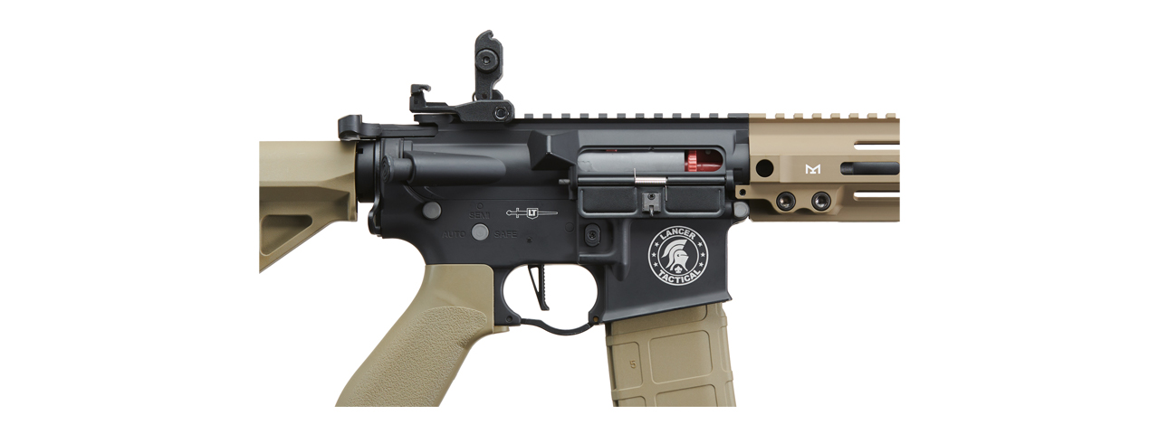 Lancer Tactical Blazer 13" M-LOK Proline Series M4 Airsoft Rifle with Delta Stock & Mock Suppressor (Color: Two-Tone) - Click Image to Close