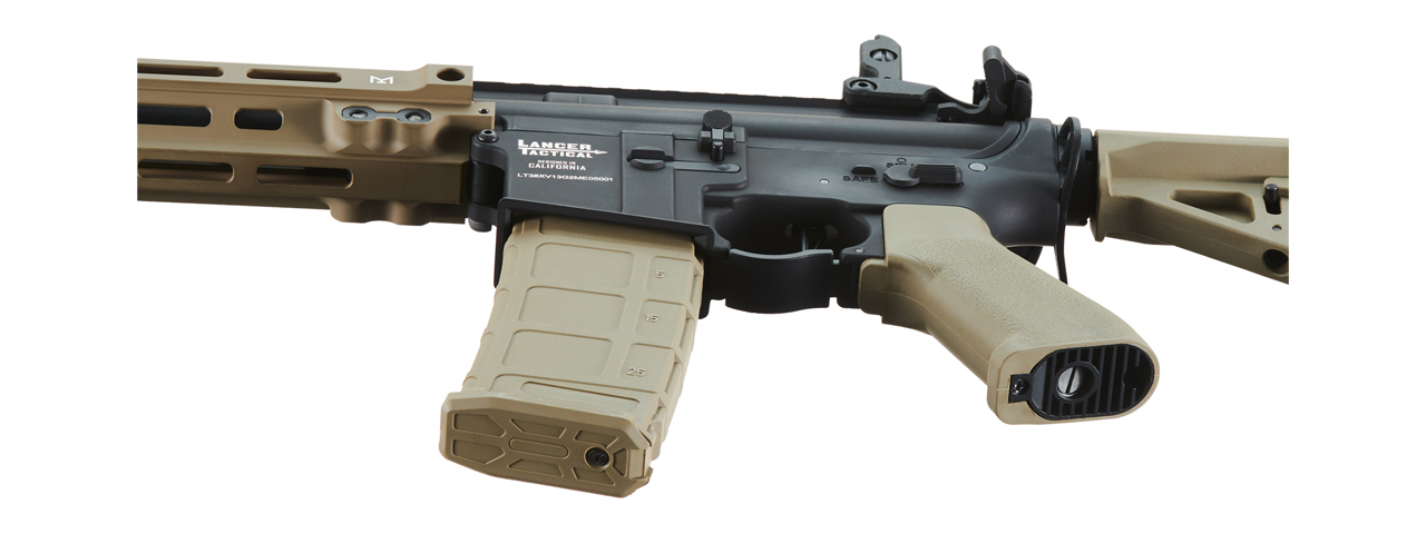 Lancer Tactical Blazer 13" M-LOK Proline Series M4 Airsoft Rifle with Delta Stock & Mock Suppressor (Color: Two-Tone)