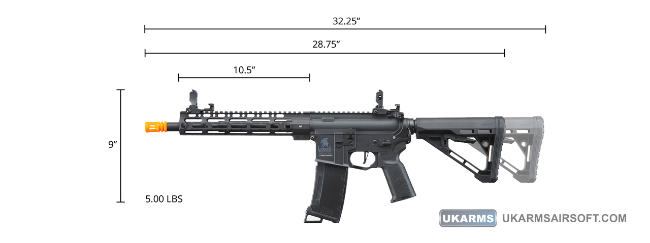 Lancer Tactical Gen 3 M-LOK 10" Airsoft M4 AEG with Delta Stock (Color: Black)