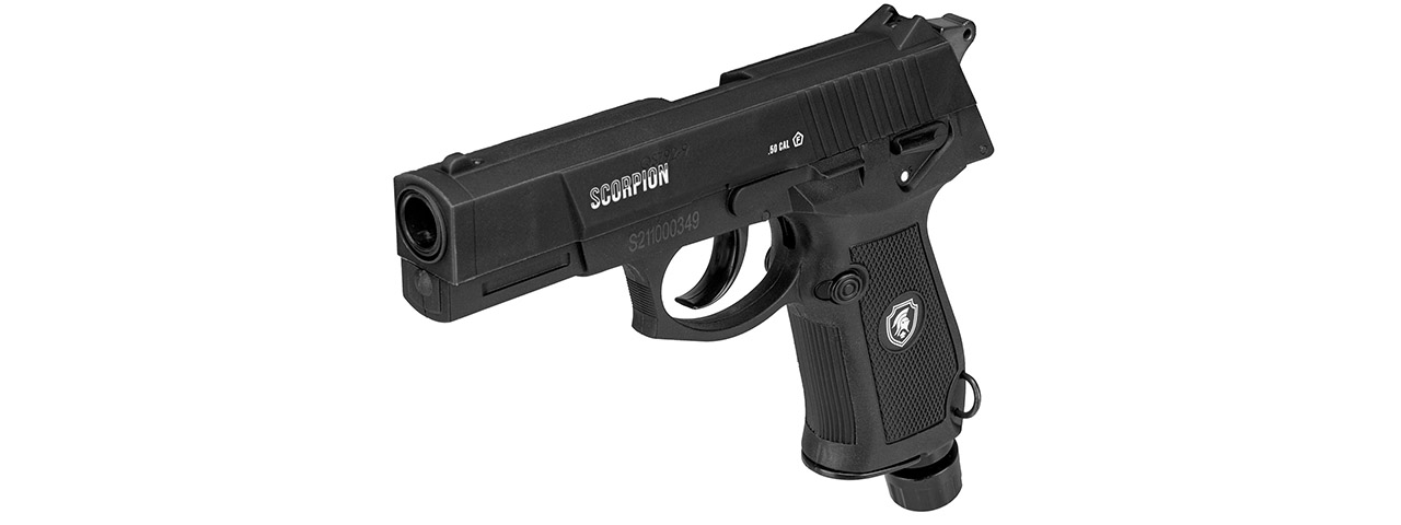 Lancer Defense Scorpion .50 Cal CO2 Powered Less Lethal Defense Pistol *Full Set* (Color: Black) - Click Image to Close
