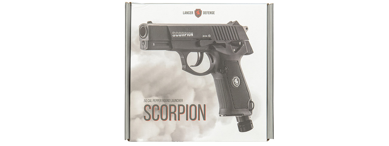 Lancer Defense Scorpion .50 Cal CO2 Powered Less Lethal Defense Pistol *Full Set* (Color: Black) - Click Image to Close