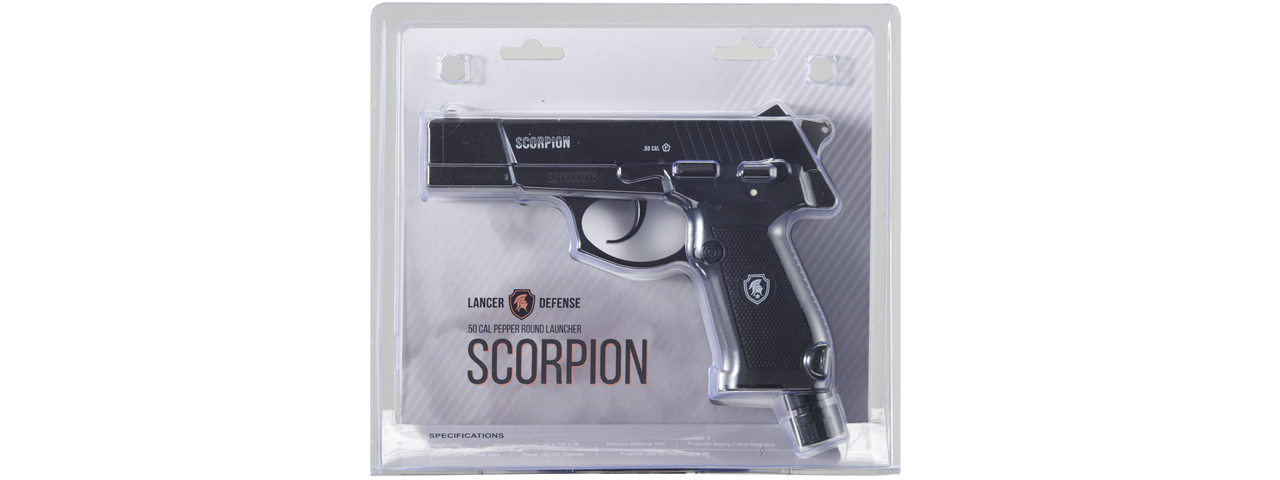 Lancer Defense Scorpion .50 Cal CO2 Powered Less Lethal Defense Pistol *Pistol Only* (Color: Black) - Click Image to Close