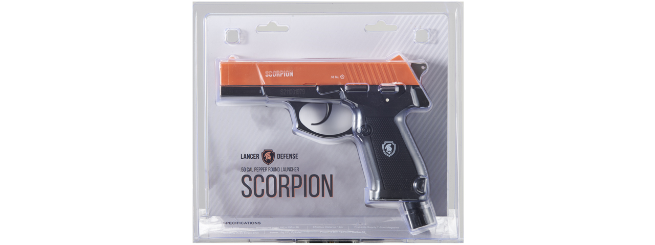 Lancer Defense Scorpion .50 Cal CO2 Powered Less Lethal Defense Pistol *Pistol Only* (Color: Orange / Black)