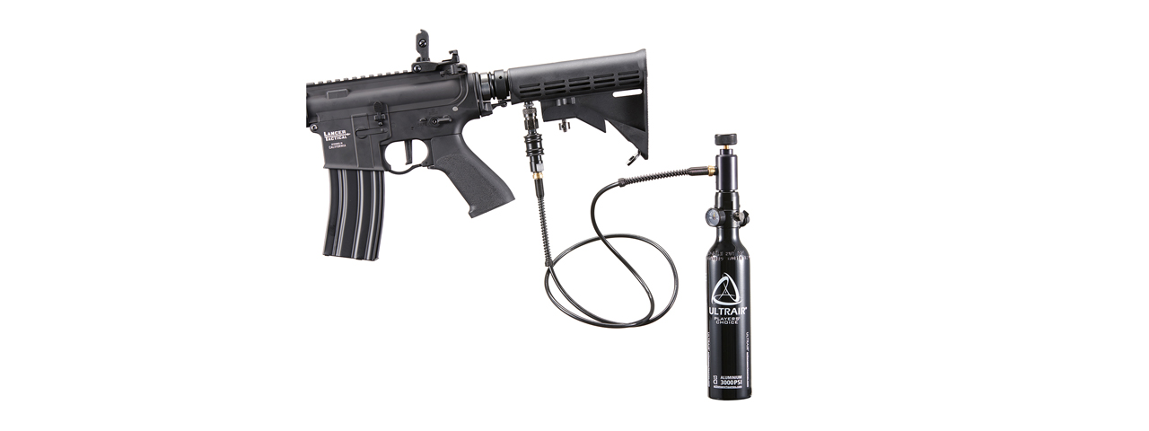 Lancer Tactical Full Metal Legion HPA SPR Interceptor M4 Airsoft Rifle w/ External Tank (Color: Black) - "Semi-Auto Only" - Click Image to Close