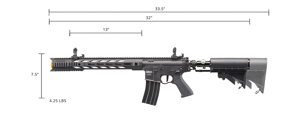 Lancer Tactical Full Metal Legion HPA M4 SPR Interceptor Airsoft Rifle w/ Stock Mounted Tank (Color: Black) - "Semi-Auto Only" - Click Image to Close