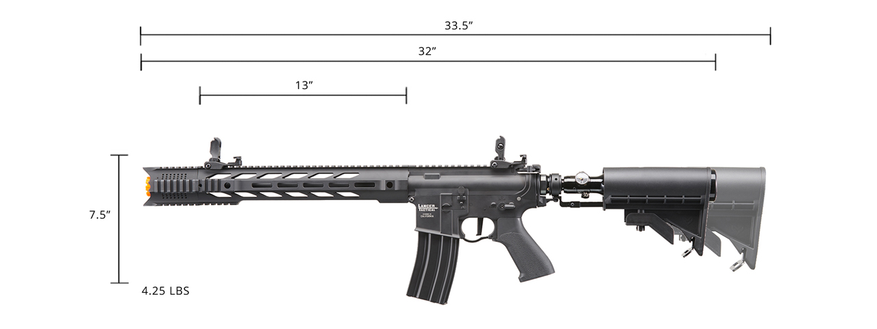 Lancer Tactical Full Metal Legion HPA M4 SPR Interceptor Airsoft Rifle w/ Stock Mounted Tank (Color: Black) - "Semi-Auto Only"