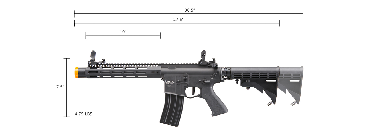 Lancer Tactical Full Metal Legion HPA M-LOK 10"Airsoft M4 Rifle w/ External Tank (Color: Black) - "Semi-Auto Only"