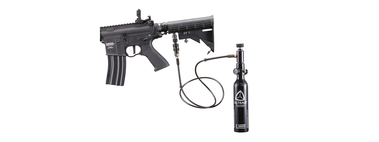 Lancer Tactical Full Metal Legion HPA M-LOK 10"Airsoft M4 Rifle w/ External Tank (Color: Black) - "Semi-Auto Only" - Click Image to Close