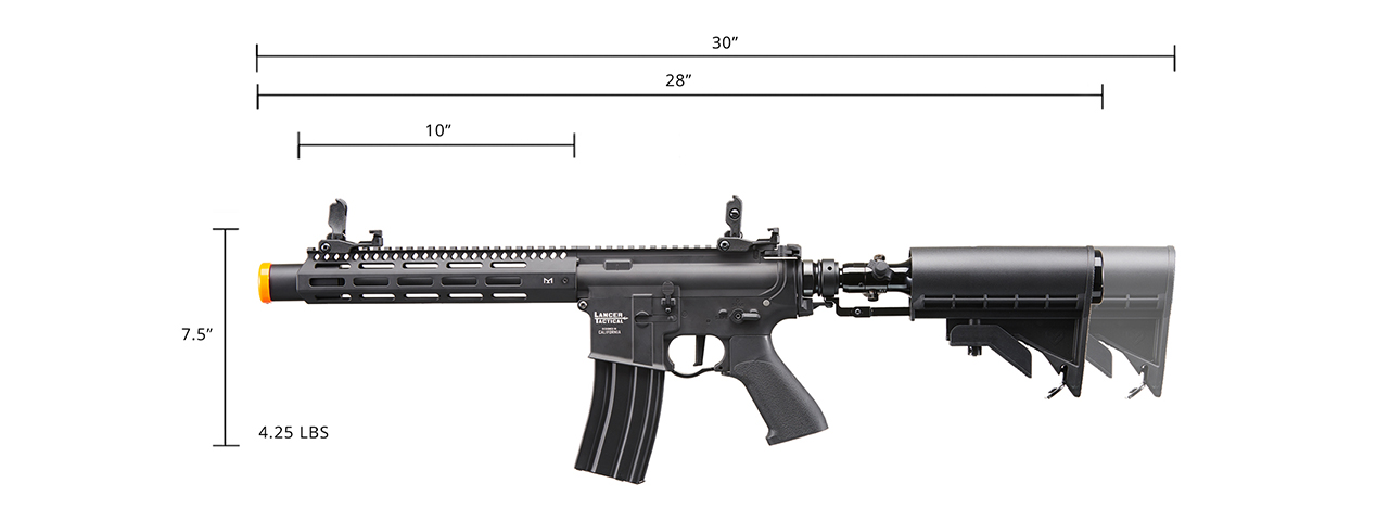 Lancer Tactical Full Metal Legion HPA M-LOK 10"Airsoft M4 Rifle w/ Stock Mounted Tank (Color: Black) - "Semi-Auto Only" - Click Image to Close