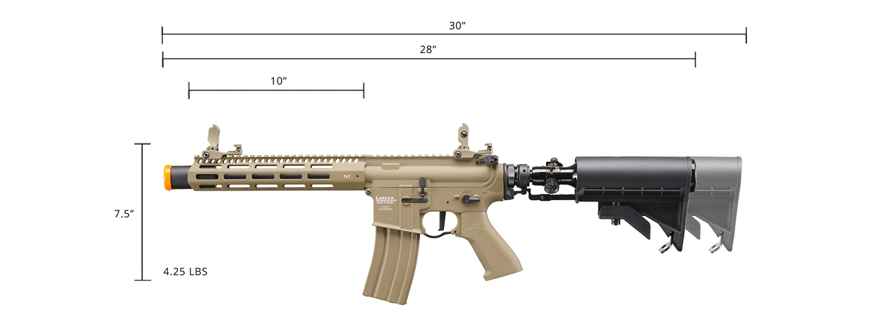 Lancer Tactical Full Metal Legion HPA 10" M-LOK M4 Airsoft Rifle w/ Stock Mounted Tank (Color: Tan)