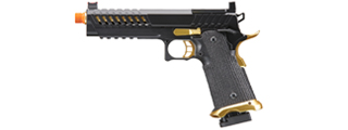 Lancer Tactical Knightshade Hi-Capa Gas Blowback Airsoft Pistol w/ Red Dot Mount (Color: Black & Gold)