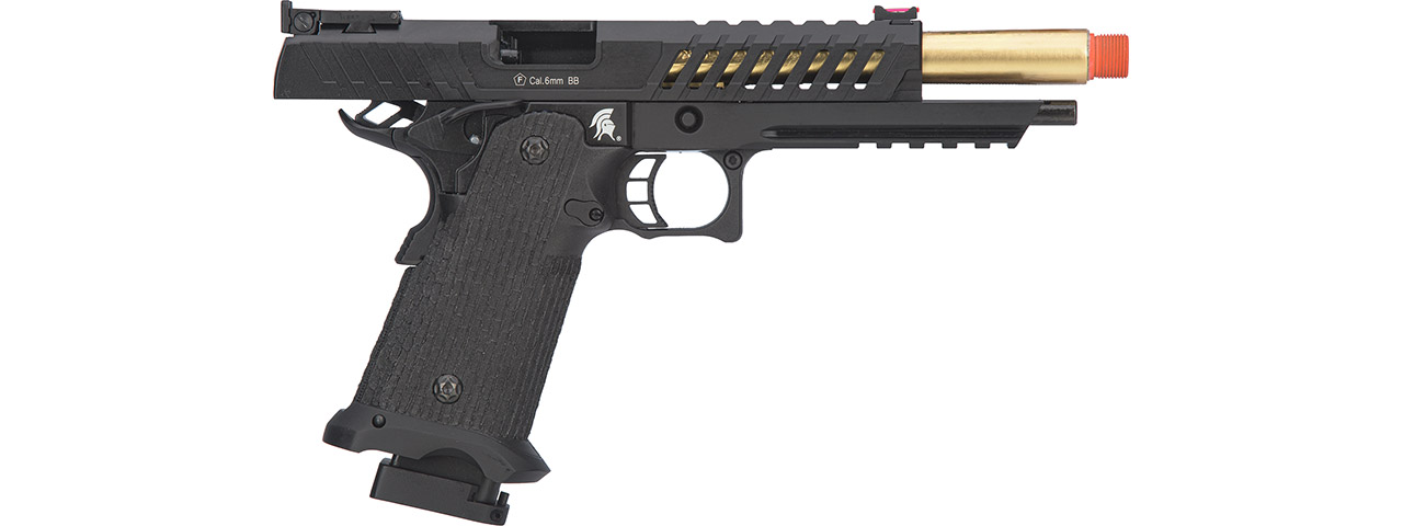 Lancer Tactical Knightshade Gold Barrel Hi-Capa Gas Blowback Airsoft Pistol (Color: Black & Gold) - Click Image to Close