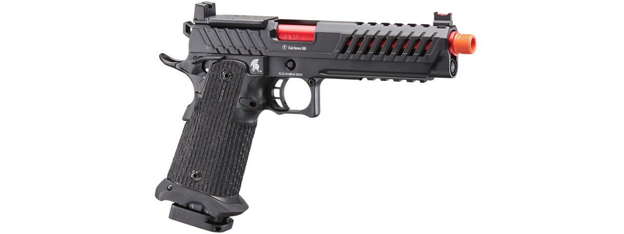 Lancer Tactical Knightshade Hi-Capa Gas Blowback Airsoft Pistol w/ Red Dot Mount (Color: Red) - Click Image to Close