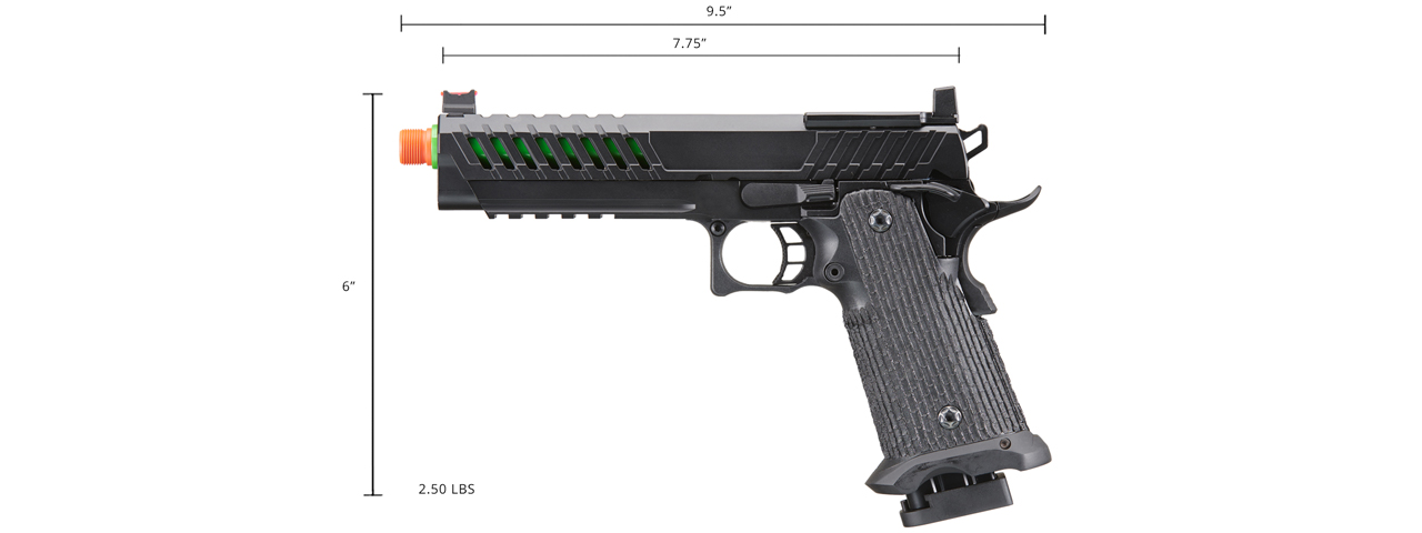 Lancer Tactical Knightshade Hi-Capa Gas Blowback Airsoft Pistol w/ Red Dot Mount (Color: Green)