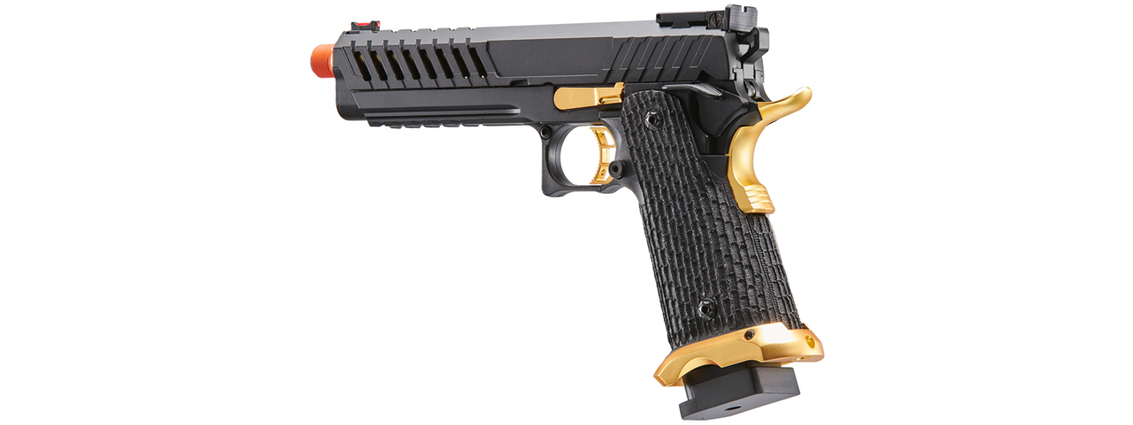 Lancer Tactical Knightshade Hi-Capa Gas Blowback Airsoft Pistol (Color: Black & Gold) - Click Image to Close