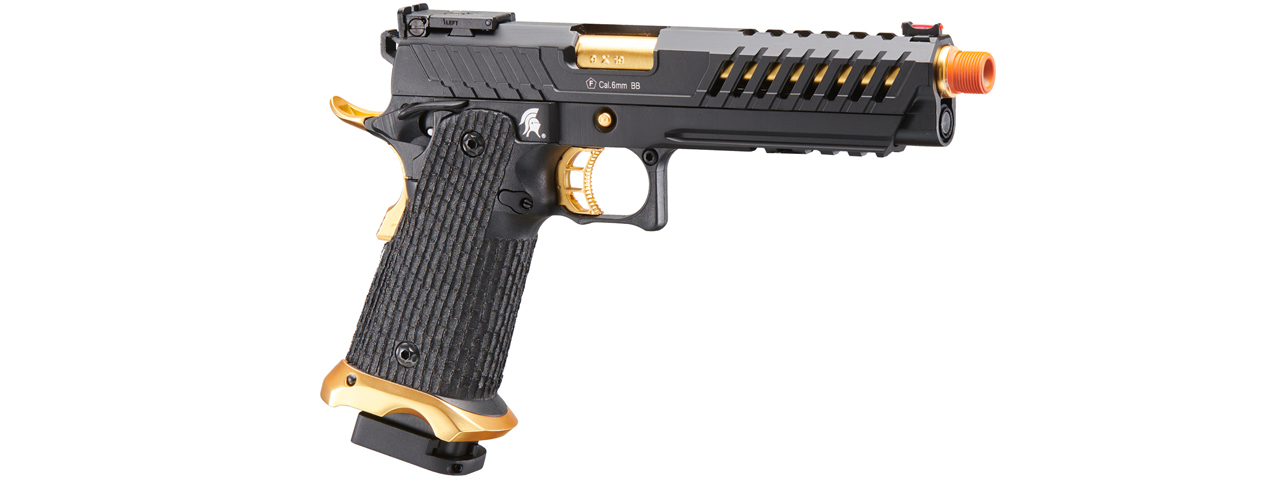 Lancer Tactical Knightshade Hi-Capa Gas Blowback Airsoft Pistol (Color: Black & Gold) - Click Image to Close