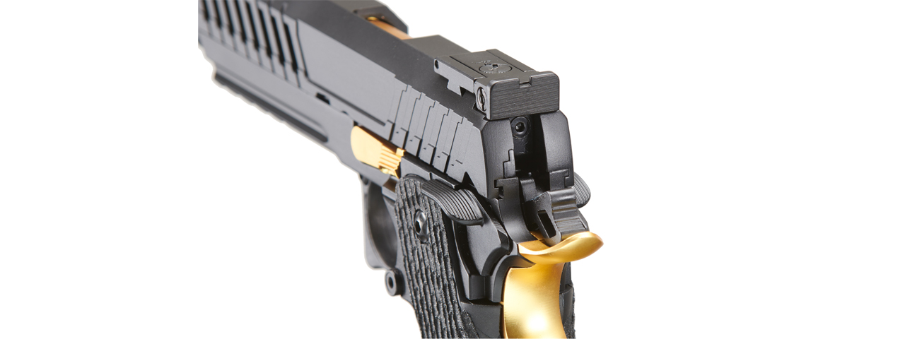 Lancer Tactical Knightshade Hi-Capa Gas Blowback Airsoft Pistol (Color: Black & Gold)