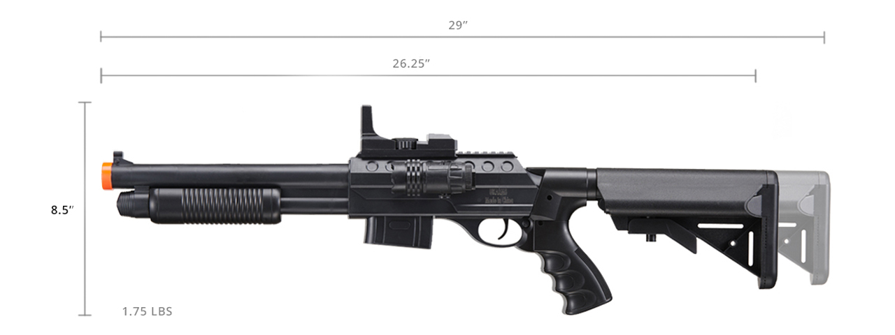 UK Arms M0581D Pump Action Shotgun w/ Scope and Light (Color: Black) - Click Image to Close