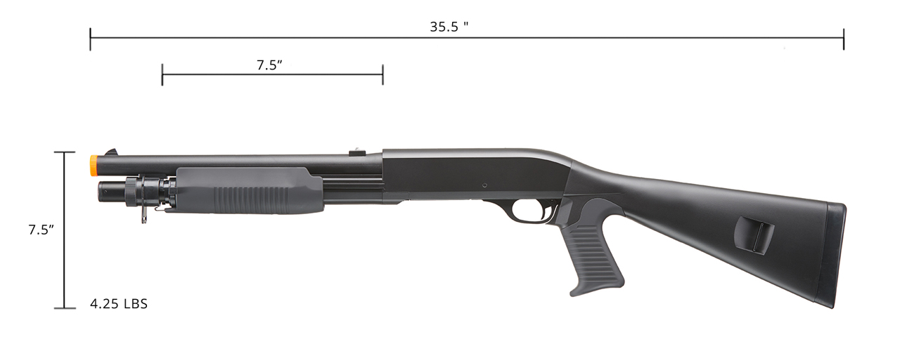 Double Eagle M56A Tri-Shot Airsoft Spring Shotgun w/ Full Stock (Color: Black)