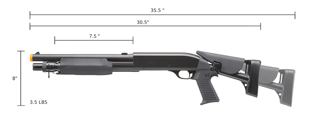 Double Eagle M56C Tri-Shot Spring Shotgun Retractable Stock - Click Image to Close