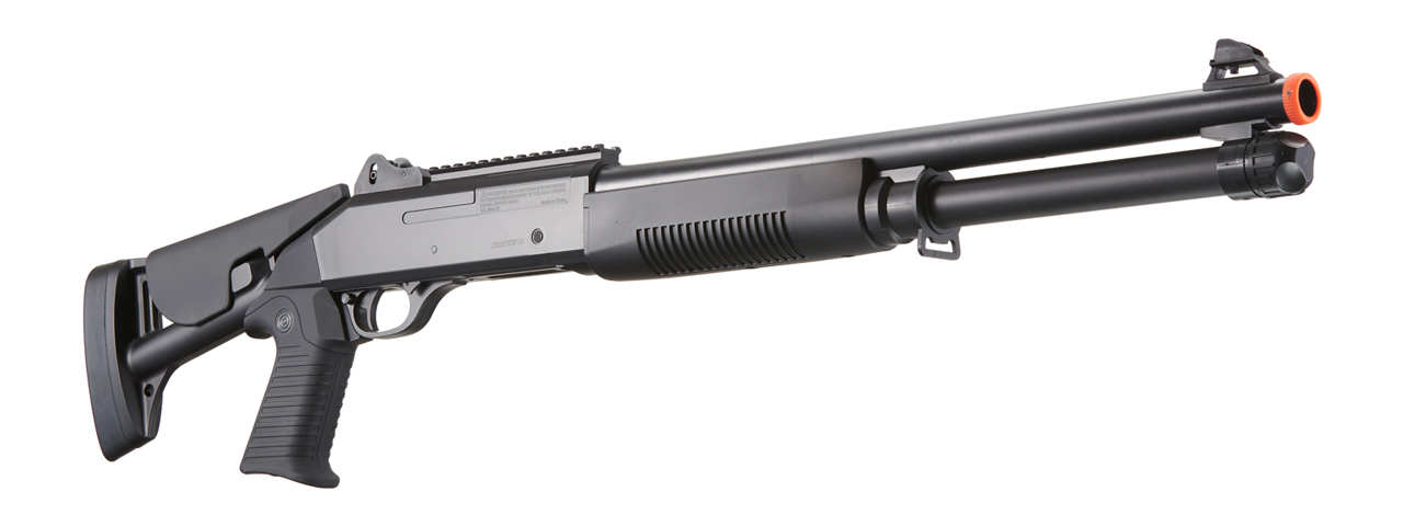 Double Eagle M56DL Tri-Shot Spring Shotgun Long Barrel Retractable Stock - Click Image to Close