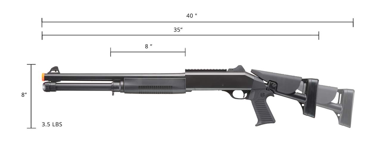 Double Eagle M56DL Tri-Shot Spring Shotgun Long Barrel Retractable Stock