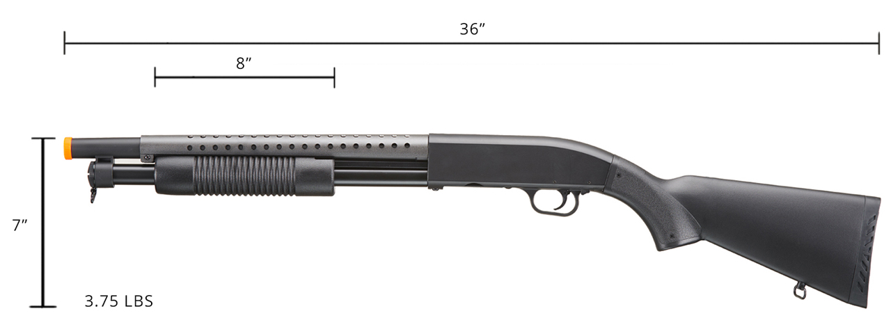 Double Eagle M58A Full Metal Pump Action Airsoft Spring Shotgun w/ Full Stock (Color: Black)