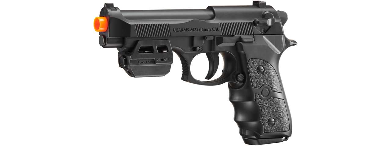 UK Arms M757R Spring Powered Pistol with Laser (Color: Black) - Click Image to Close